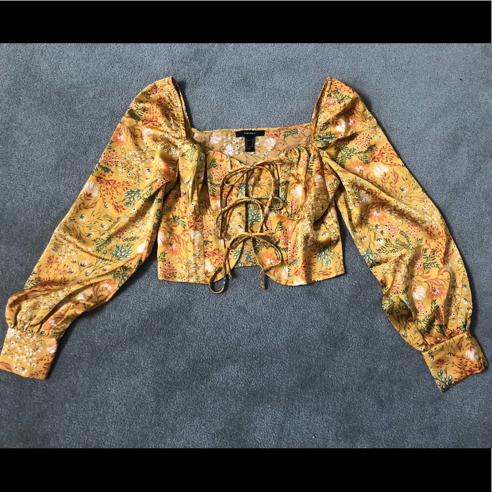 Silk yellow floral top